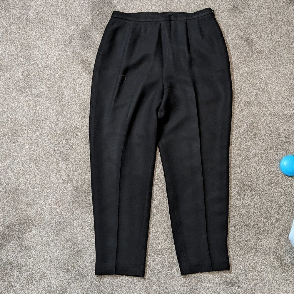 Women's PETITE SOPHISTICATE Black Casual Career Zipper Pants; Size 14